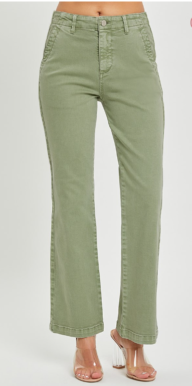 RISEN OLIVE HIGH RISE STRAIGHT