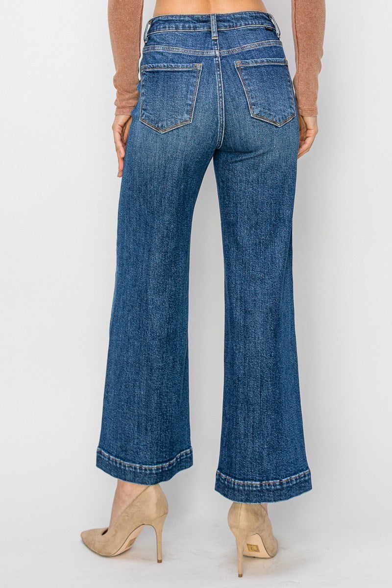 RISEN PETITE High Rise Wide Jeans