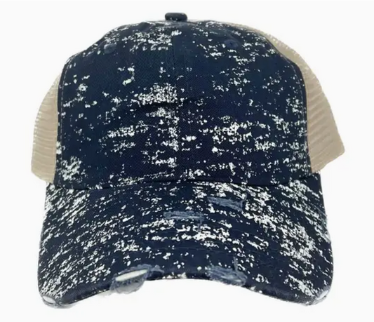 Distressed Navy Spatter Hat