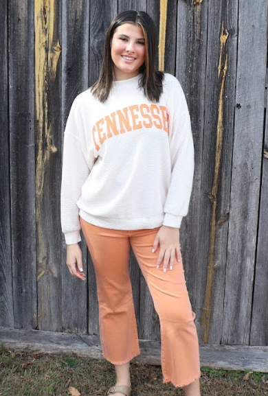"TENNESSEE" CLOUDY KNIT LONG SLEEVE GRAPHIC TOP