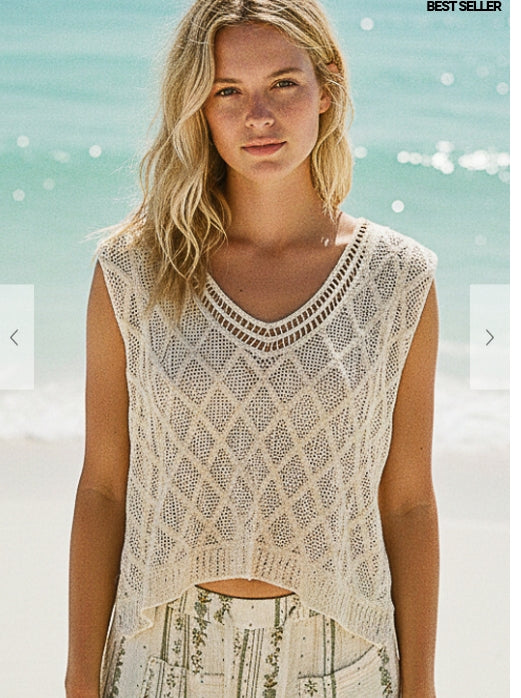 V-neck Sleeveless Crochet top