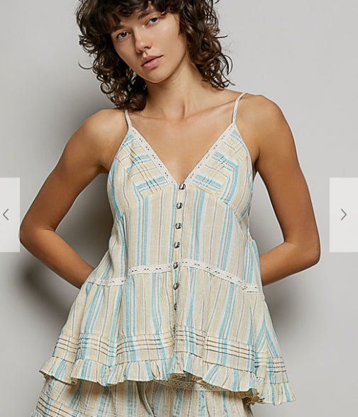 Sleeveless Ruffle Accent Top
