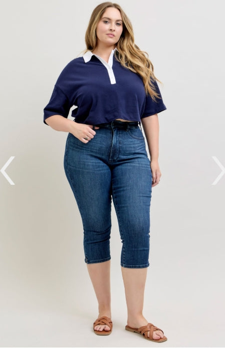 JUDY BLUE PLUS High Waist Tummy Control Capri