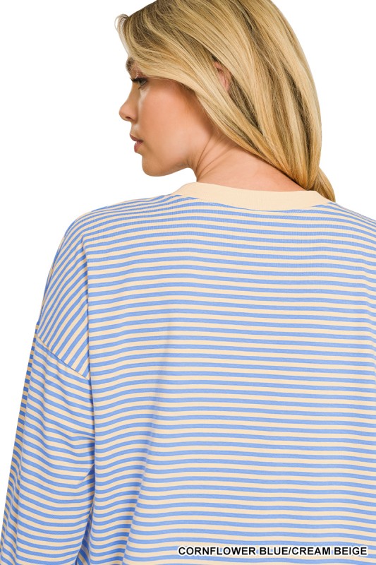 Striped Rib Banded Pullover