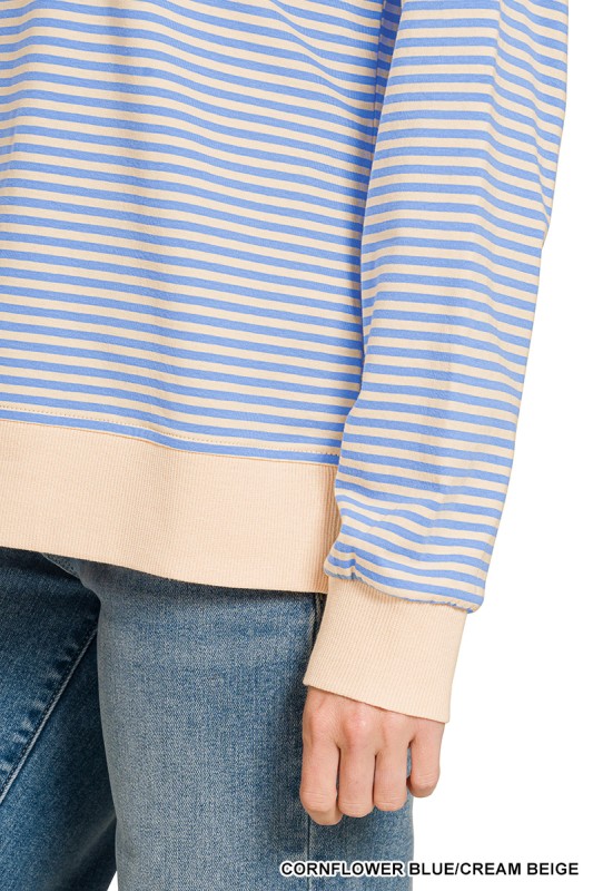 Striped Rib Banded Pullover
