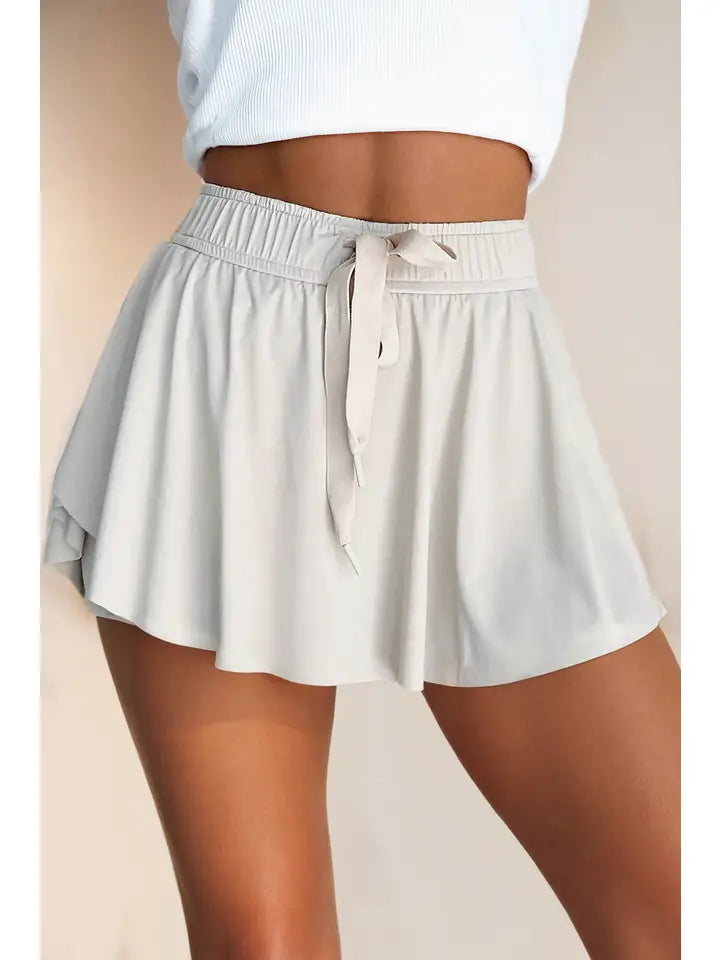 Drawstring High Waist Lined Tennis Skorts