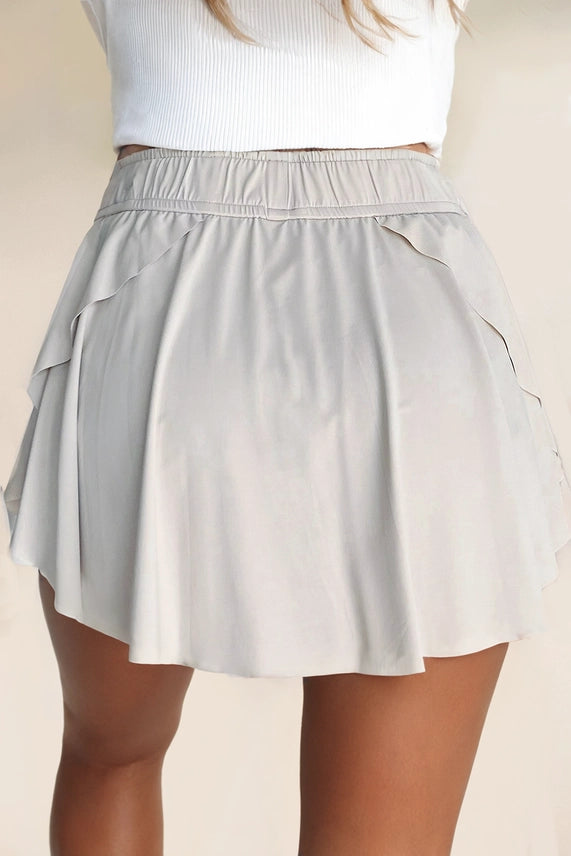 Drawstring High Waist Lined Tennis Skorts