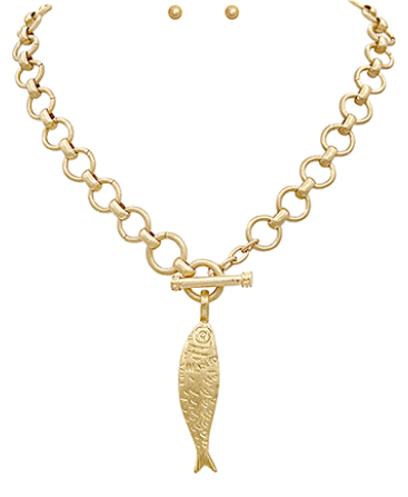 Textured Fish Necklace Set