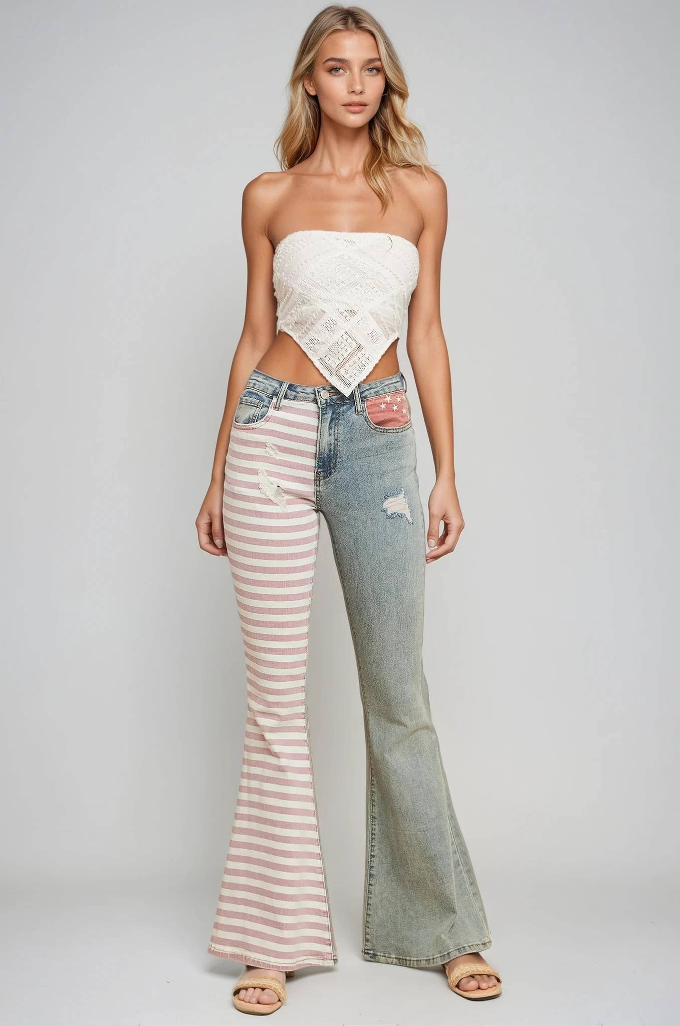 4TH OF JULY BOHO PATRIOT FLAG BELLBOTTOM JEANS