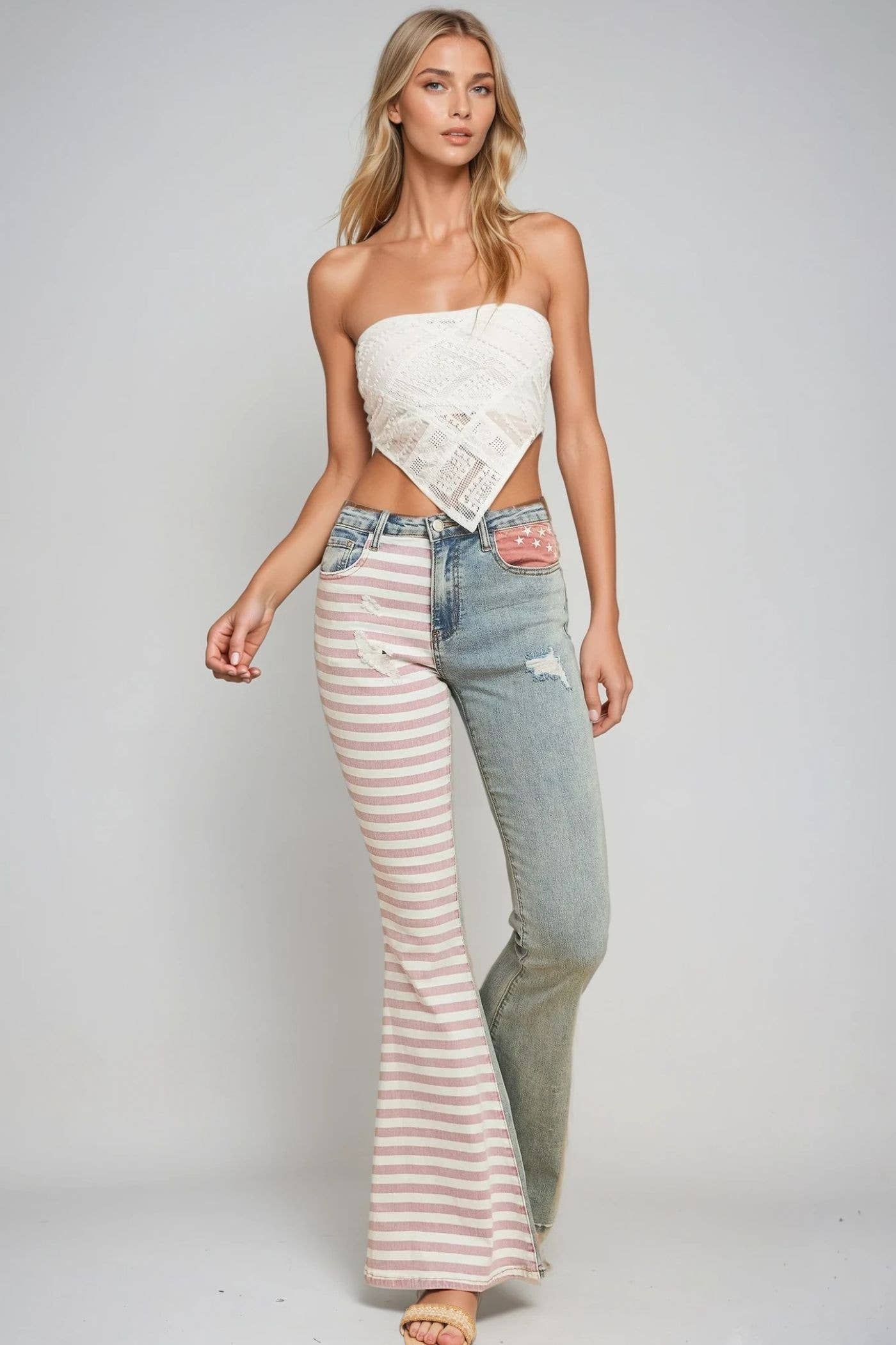 4TH OF JULY BOHO PATRIOT FLAG BELLBOTTOM JEANS