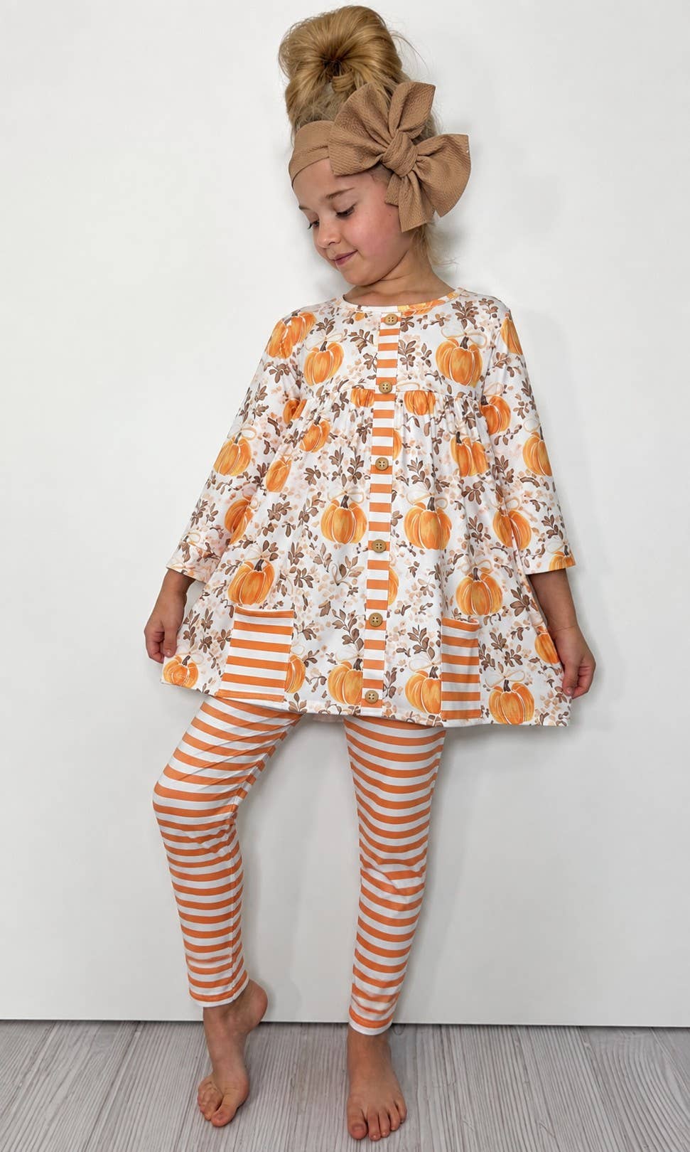 Pumpkin Spice Stripes Girls Set