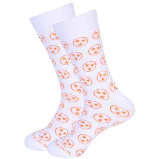 White/Orange Tennessee Tri Star Socks