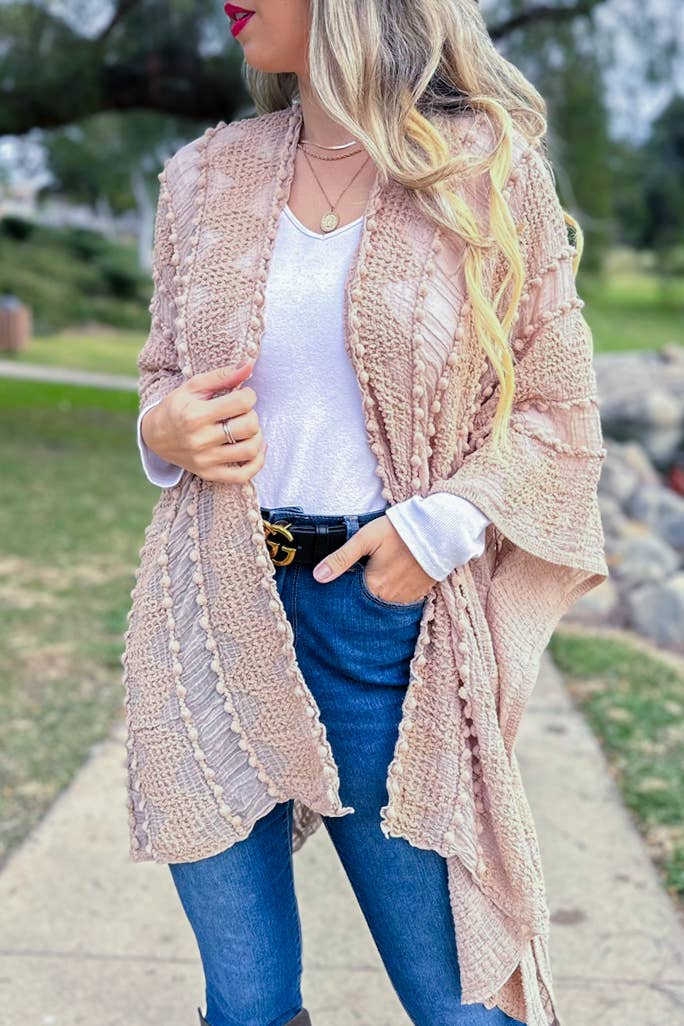 Textured Open Front Soft Kimono