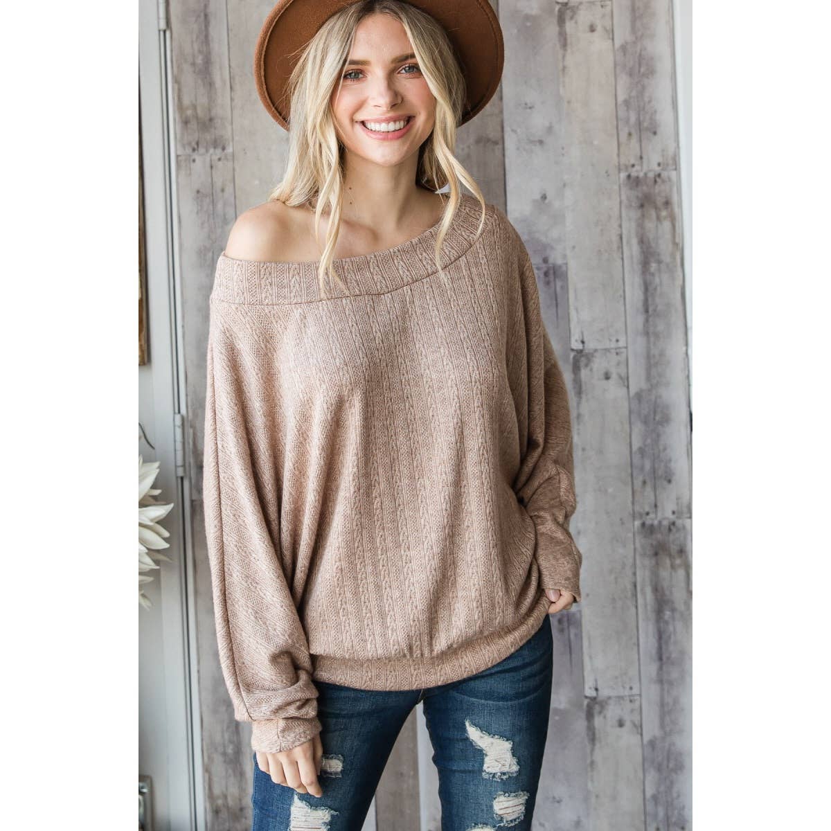 Boat Neck Knit Top