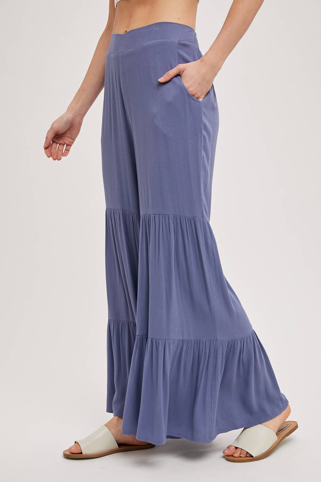 TIERED WIDE LEG PANTS NO LINING