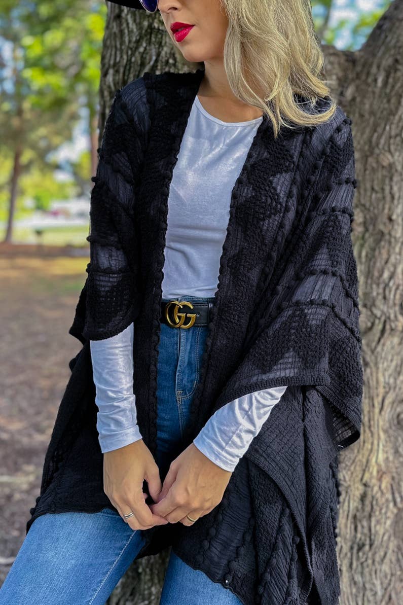 Textured Open Front Soft Kimono
