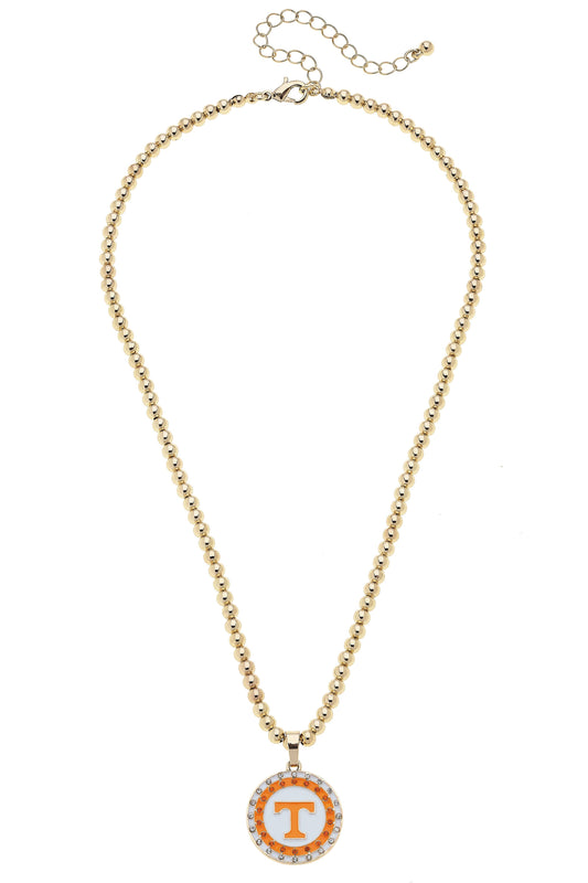 Tennessee Vols Pave Disc Necklace in Shiny Gold