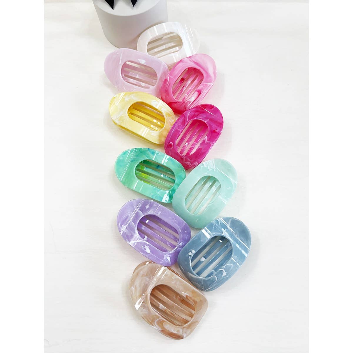 Marbled Flat Hair Claw Clips