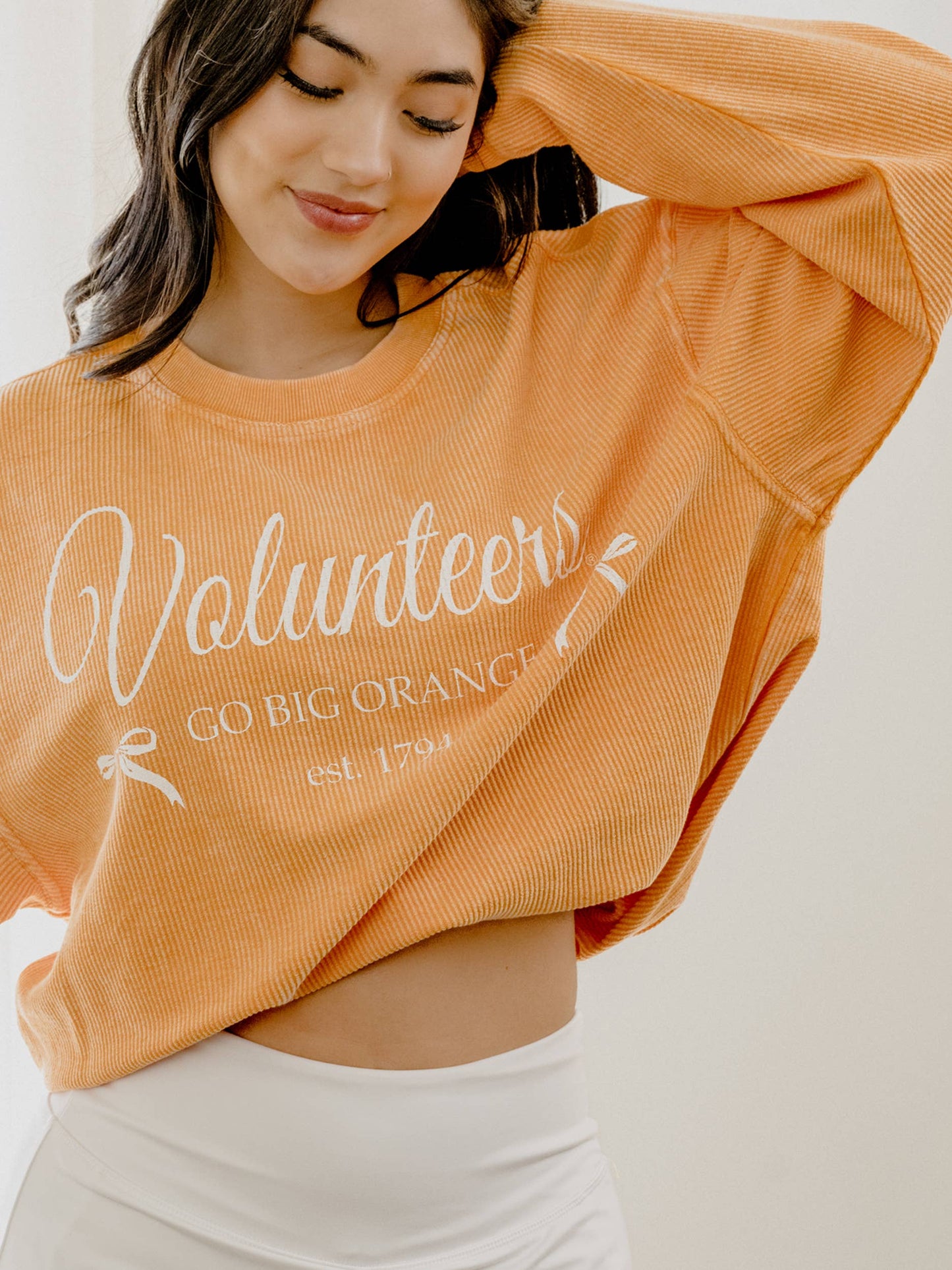 Tennessee Vols Established Bow Orange Corded Crew Sweatshirt