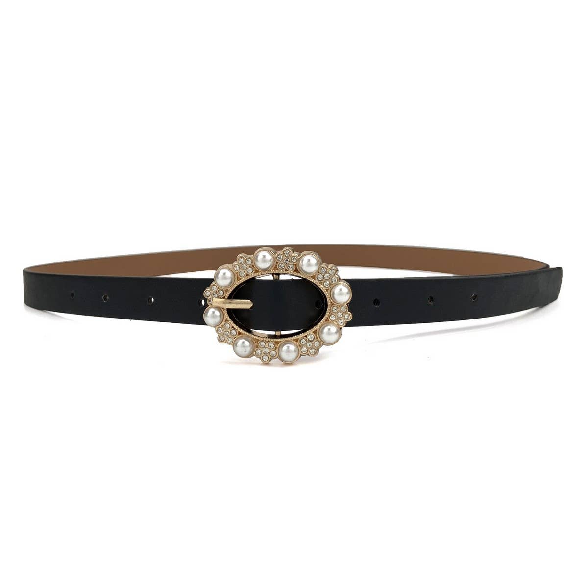 PEARL RHINESTONE THIN BELT WAIST BELT
