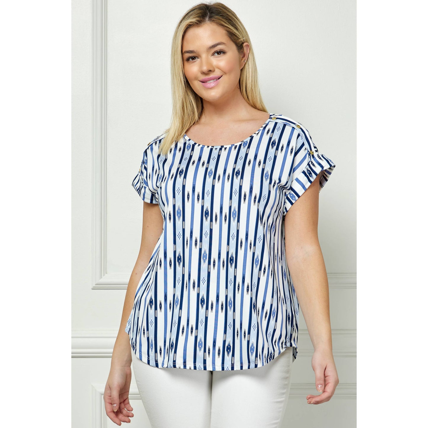PLUS SIZE SHORT SLEEVE DOLMAN