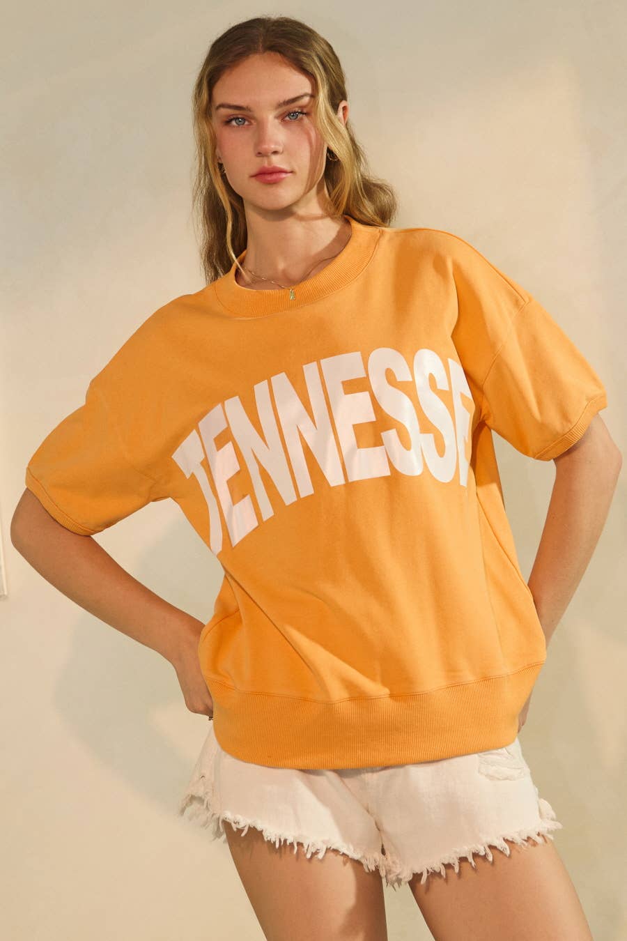 Acid Washed Short Sleeve Sweatshirt