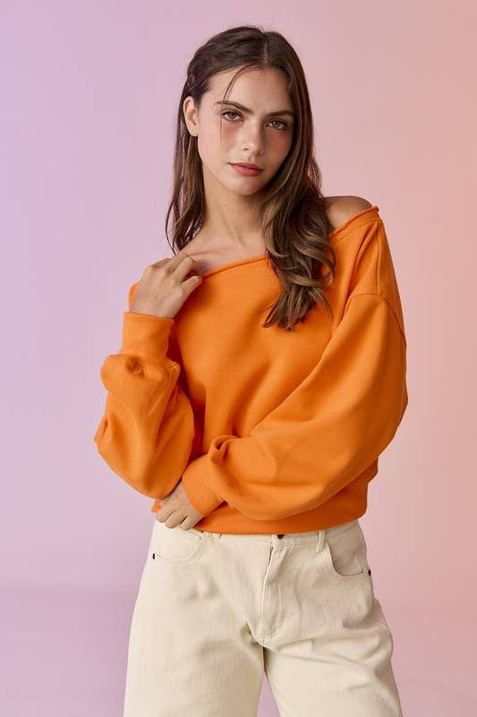 Off Shoulder Cropped Sweatshirt
