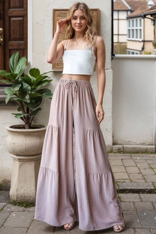 OVER WIDE LEG SOLID PANTS