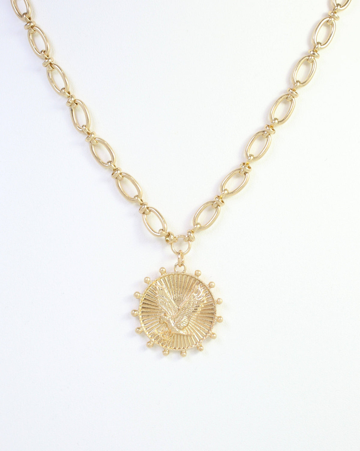 Carmen Coin Necklace Eagle Worn Gold