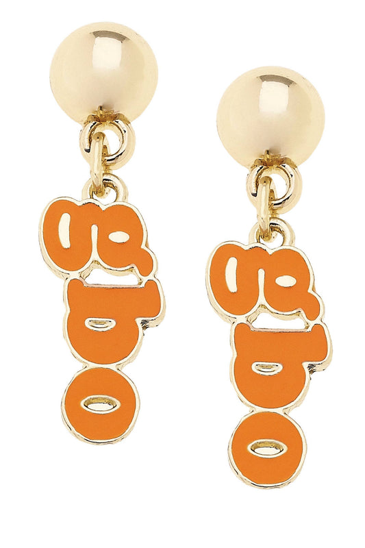 Tennessee Vols Slogan Earrings in Orange/Shiny Gold
