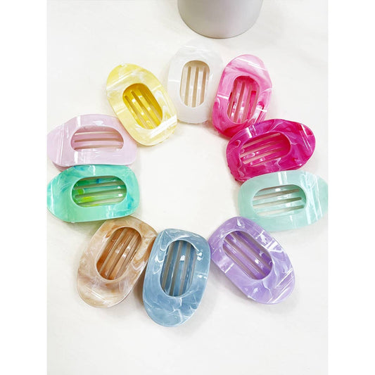 Marbled Flat Hair Claw Clips