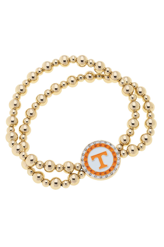 Tennessee Vols Pave Disc 2-Row Ball Bead Stretch Bracelet