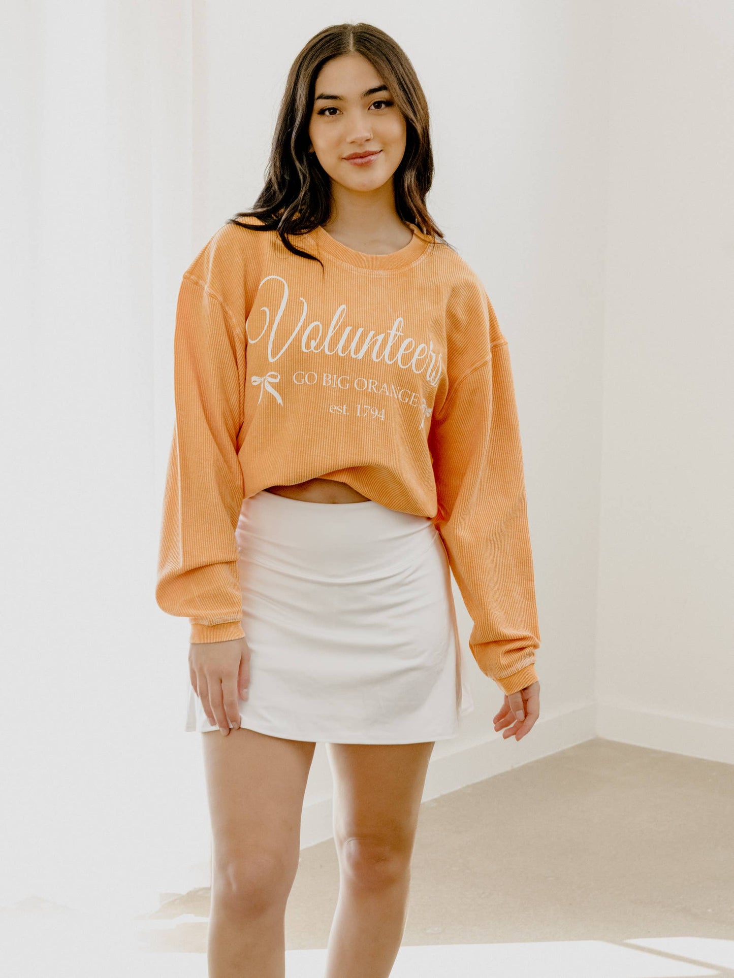 Tennessee Vols Established Bow Orange Corded Crew Sweatshirt