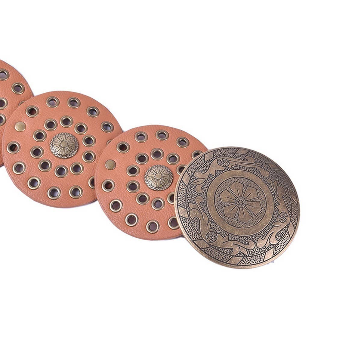 RETRO FASHION RIVET EYELET DISC BELT