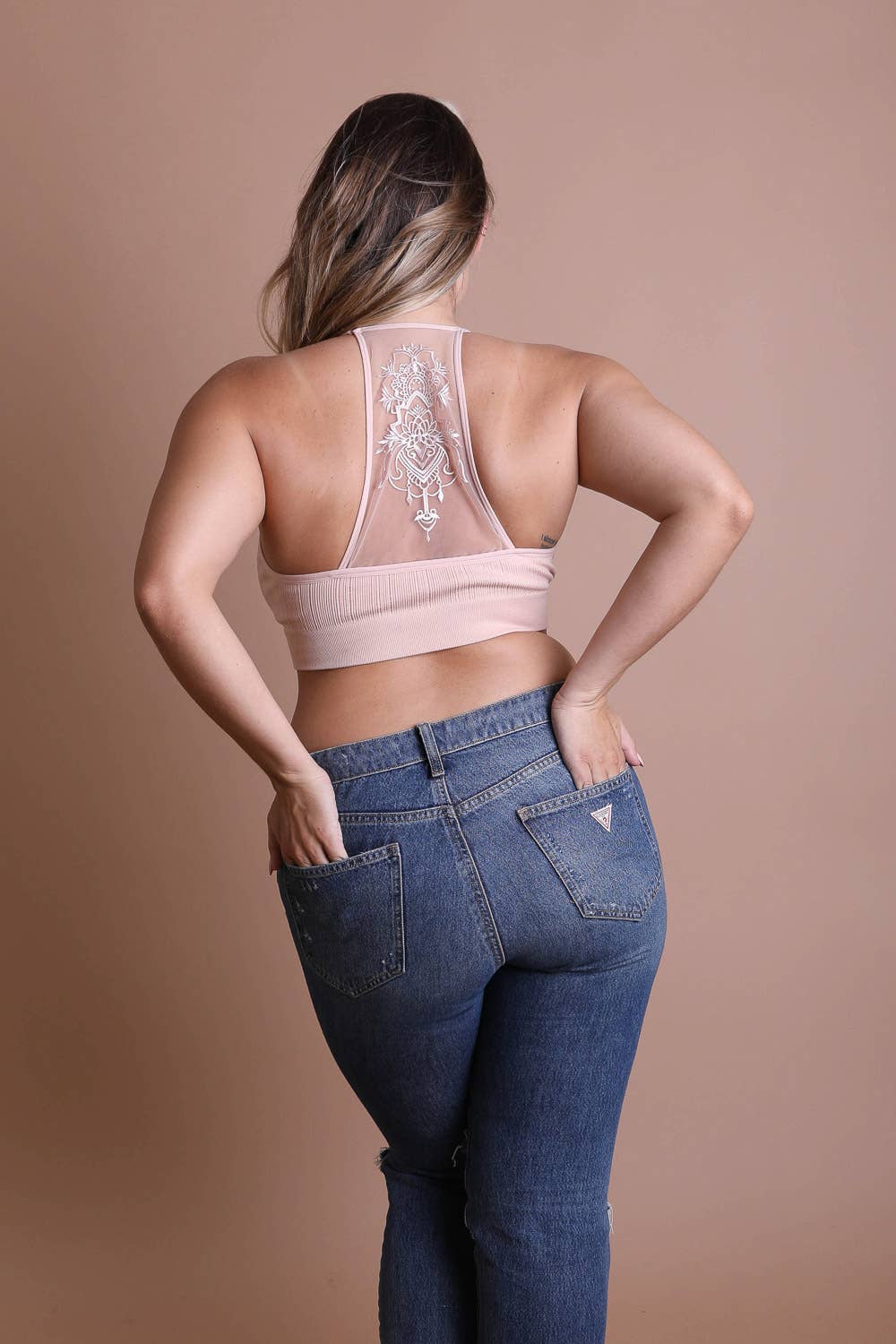 Plus Size Tattoo Mesh Racerback Bralette