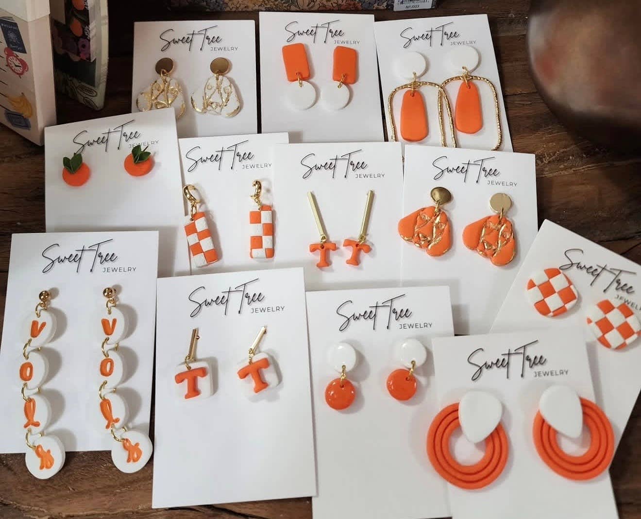 Orange & Gold Smokey Mascot Tennessee Earrings