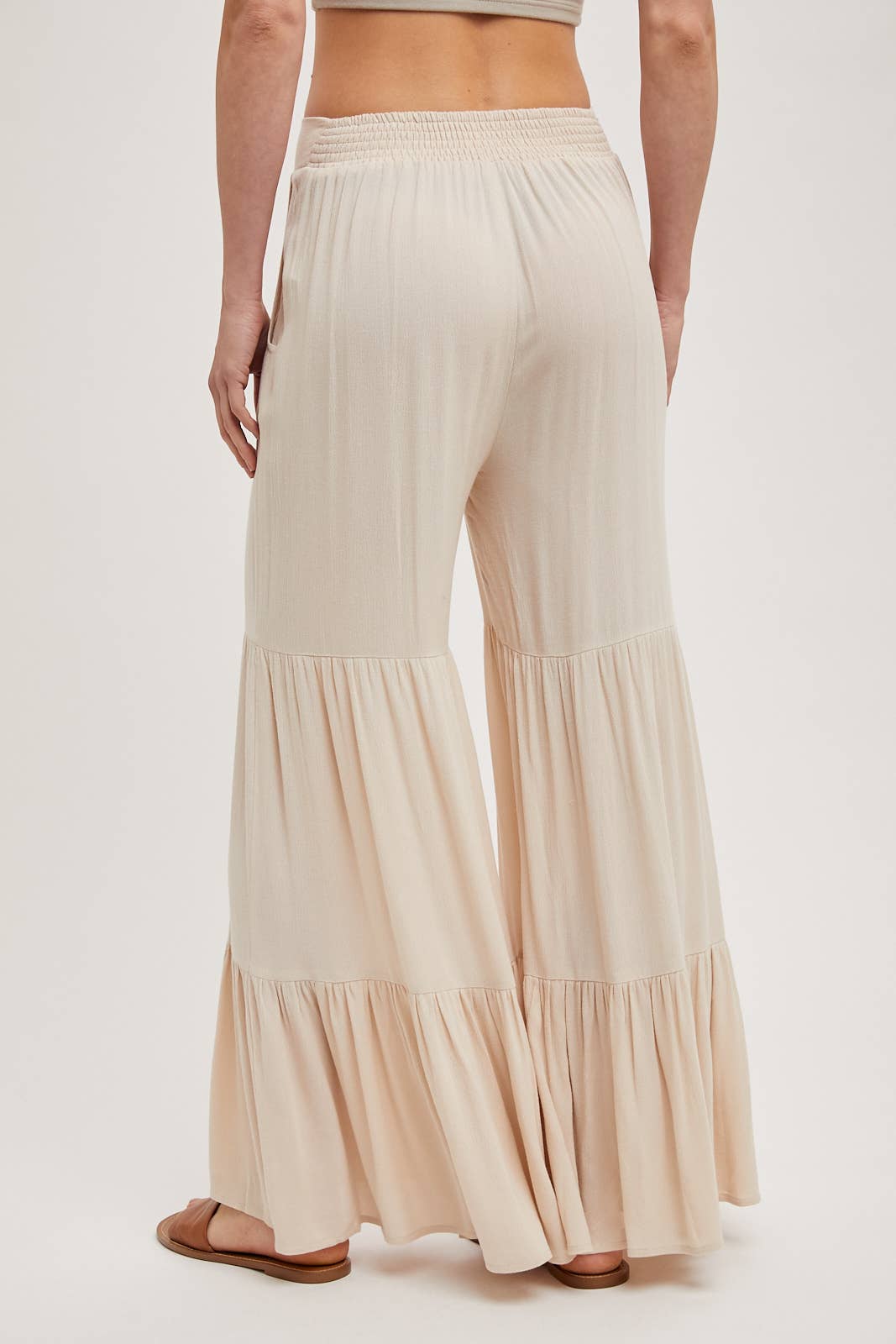 TIERED WIDE LEG PANTS NO LINING