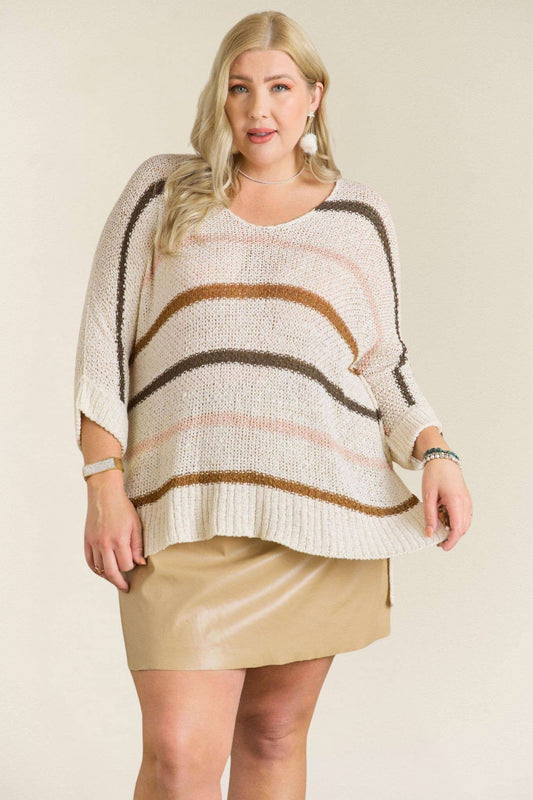PLUS STRIPED SWEATER TOP