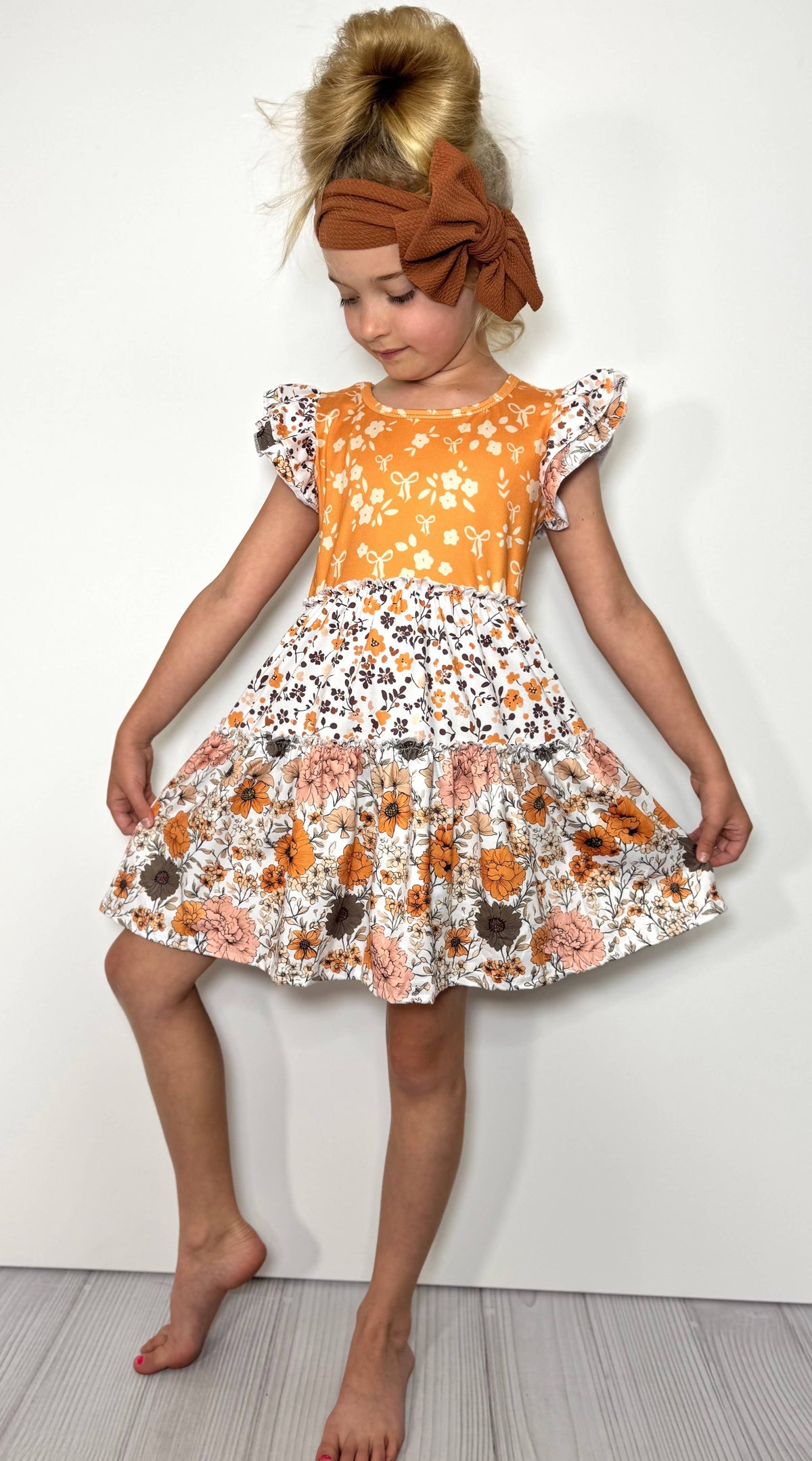 Fall Floral Tier Girls Dress