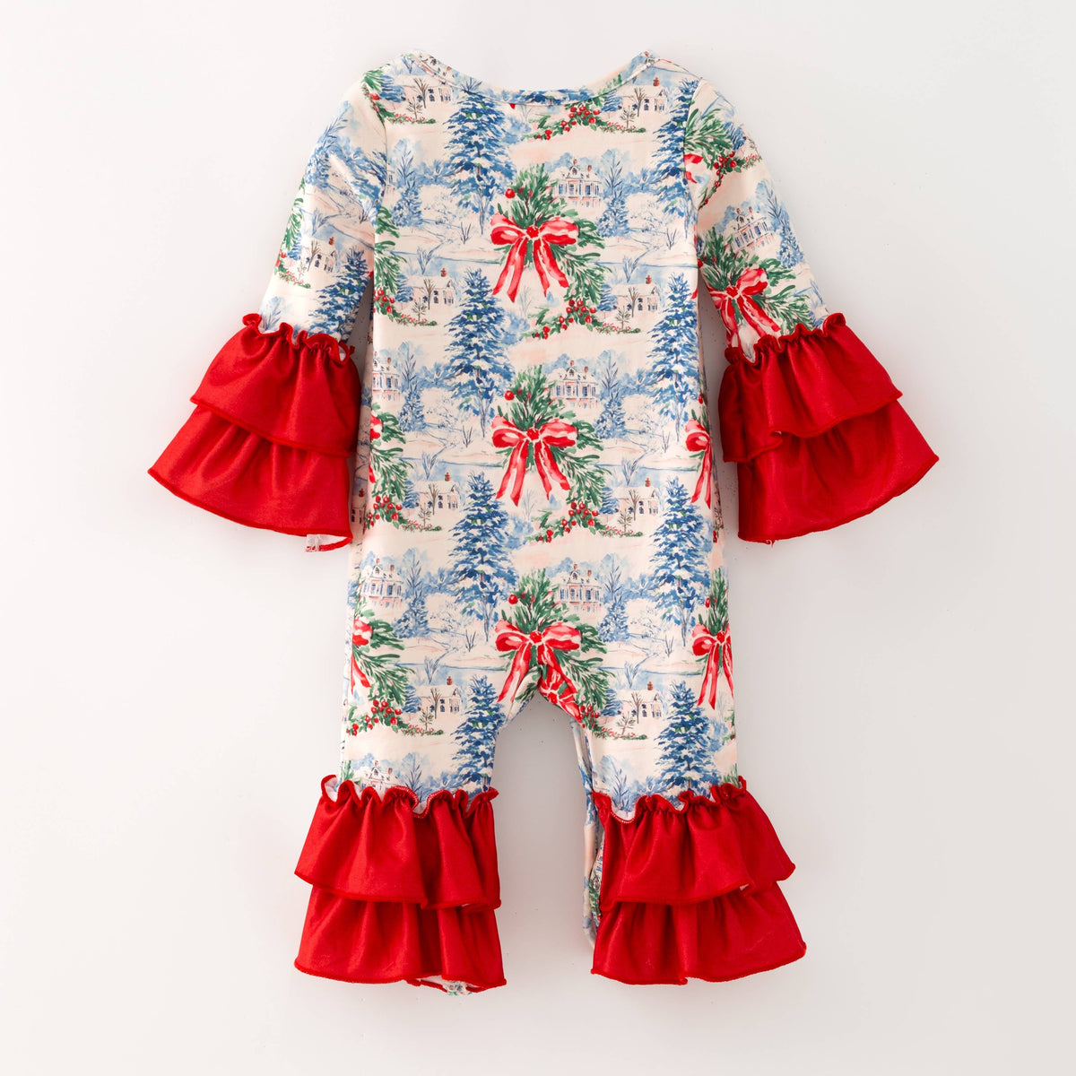 Red Bow Winter Baby Romper
