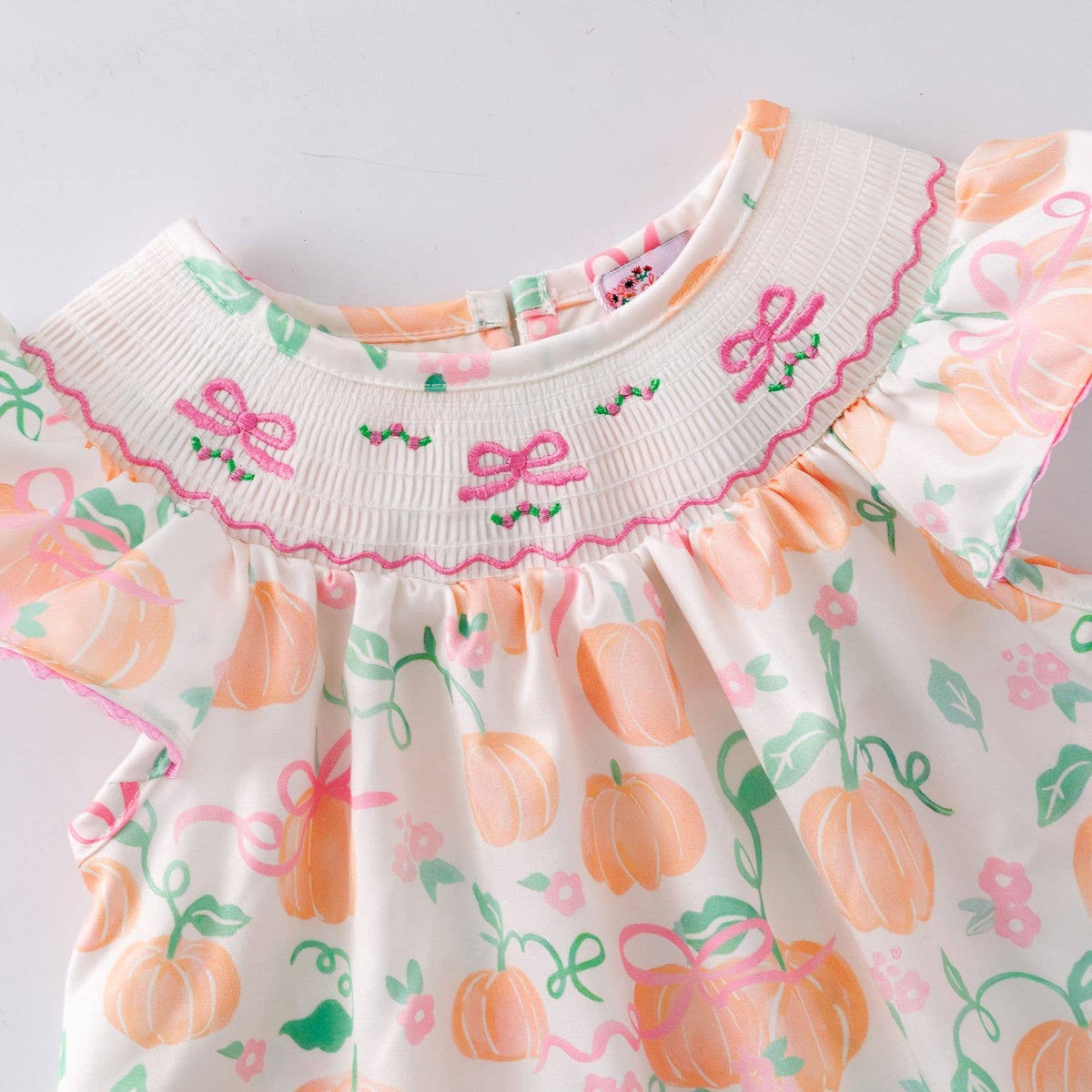 Peachy Pumpkin Smocked Girls Dress