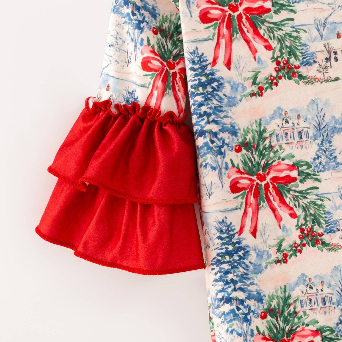 Red Bow Winter Baby Romper