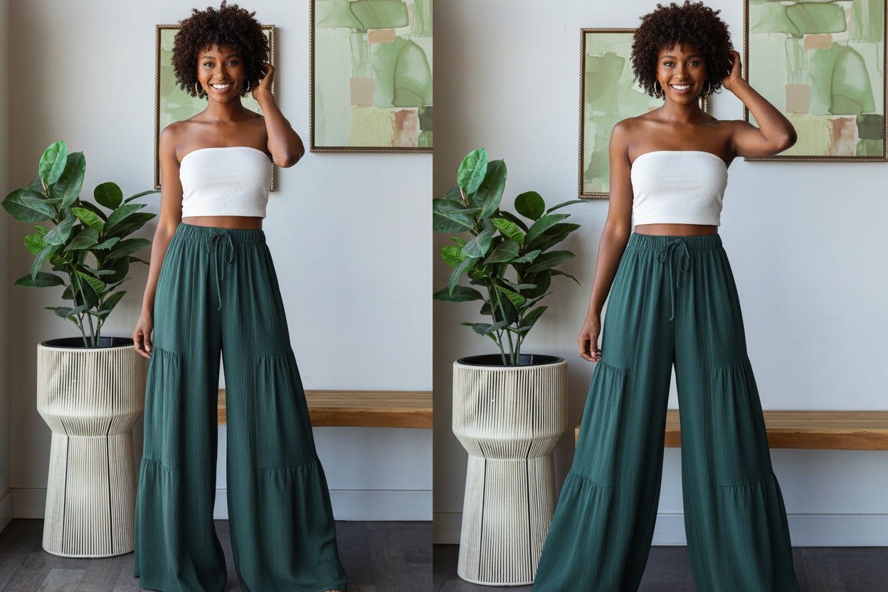 OVER WIDE LEG SOLID PANTS