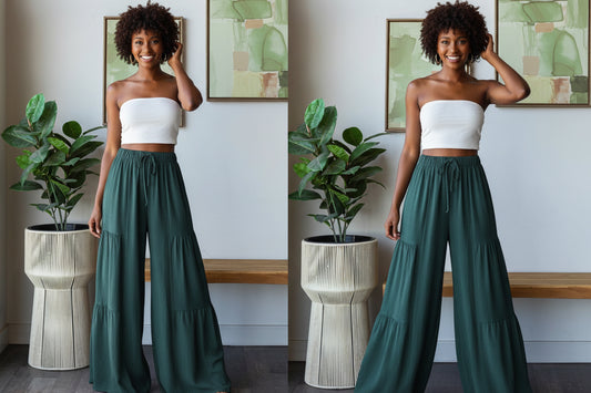 OVER WIDE LEG SOLID PANTS