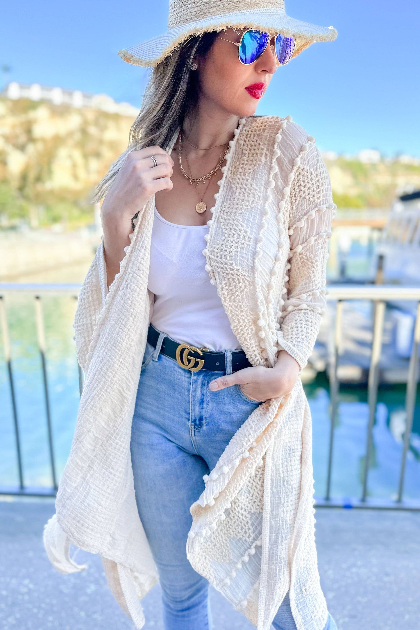 Textured Open Front Soft Kimono