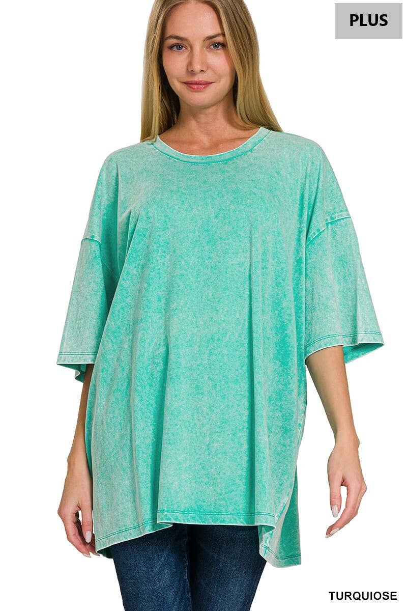 Plus size Washed Cotton Oversized Boyfriend Tee