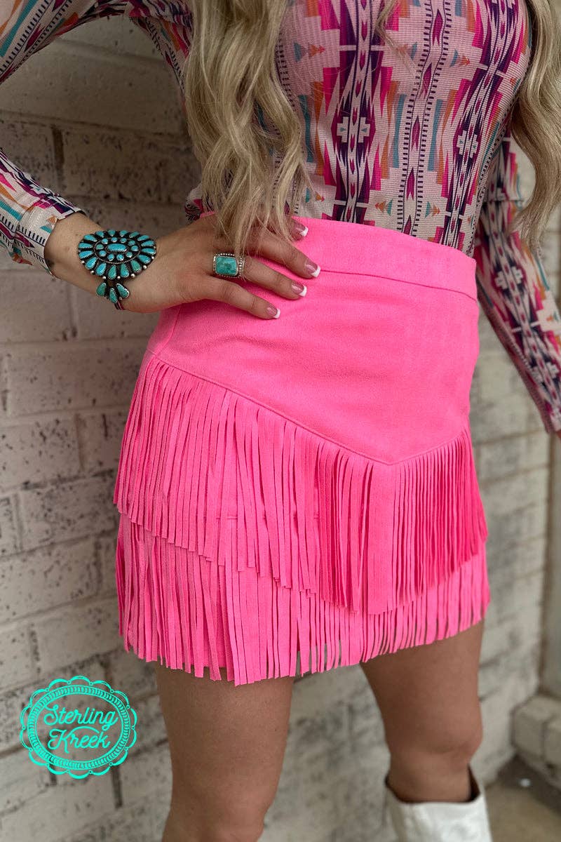 Fort Worth Fringe Skirt, Pink