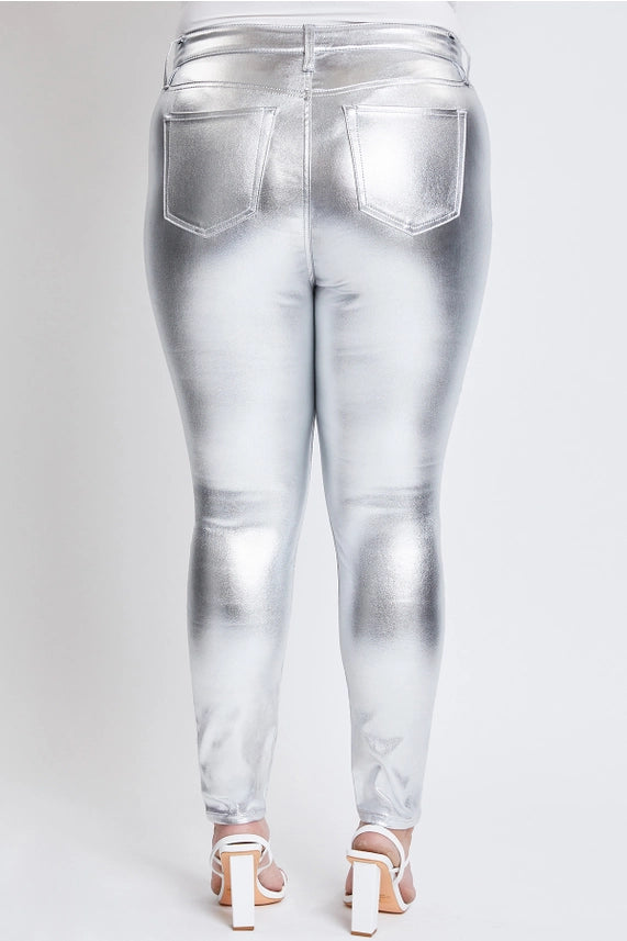 High Rise Metallic Skinny Jeans