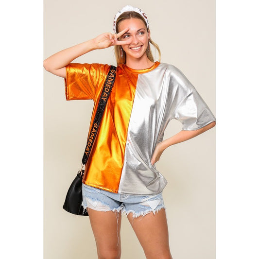 Game Day Metallic Oversized Top