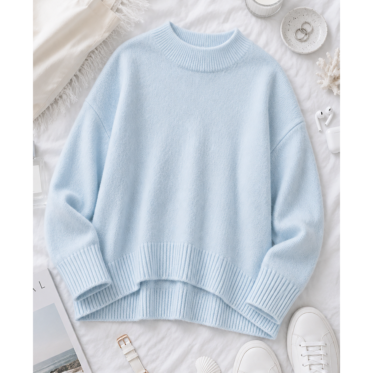 MOCK NECK COZY KNIT SWEATER
